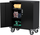 Metal Storage Cabinet with Wheels,Steel Lockable for Home and Office