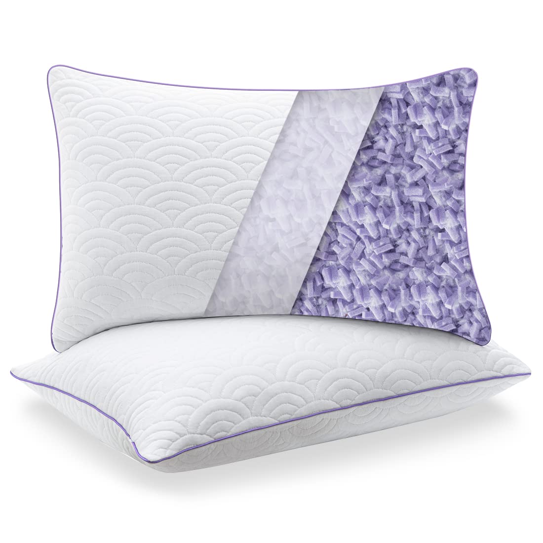 Memory Foam Pillows Standard Size Set of 2 Adjustable Cool Pillow for Side Back Stomach