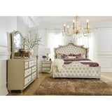 4-Piece Eastern King Upholstered Velvet Bedroom Set Ivory