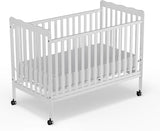 Crib, 3-in-1 Convertible Crib Wood Full Size Toddler Bed with Locking Wheels for Nursery