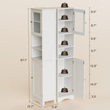 67.1" Tall Bathroom Storage Cabinet with Adjustable Shelves,