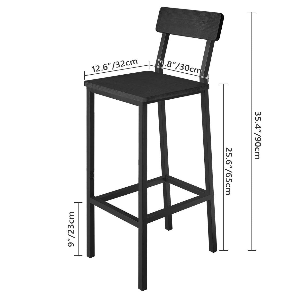 Bar Stools, Set of 2 Bar Chairs with Backrest, Kitchen Bar Stools with Footrest