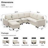 Modular Sectional Sofa Couch 7-Seater Convertible Sectional Sofa Velvet