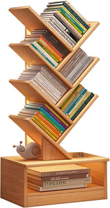 Book Tree with Wooden Drawer, Tree Bookshelf, Modern Book Storage, Free Standing Book Shelf