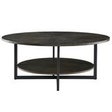 Oval Coffee Table with Storage Shelf, 43.3” Farmhouse Sofa Center Table