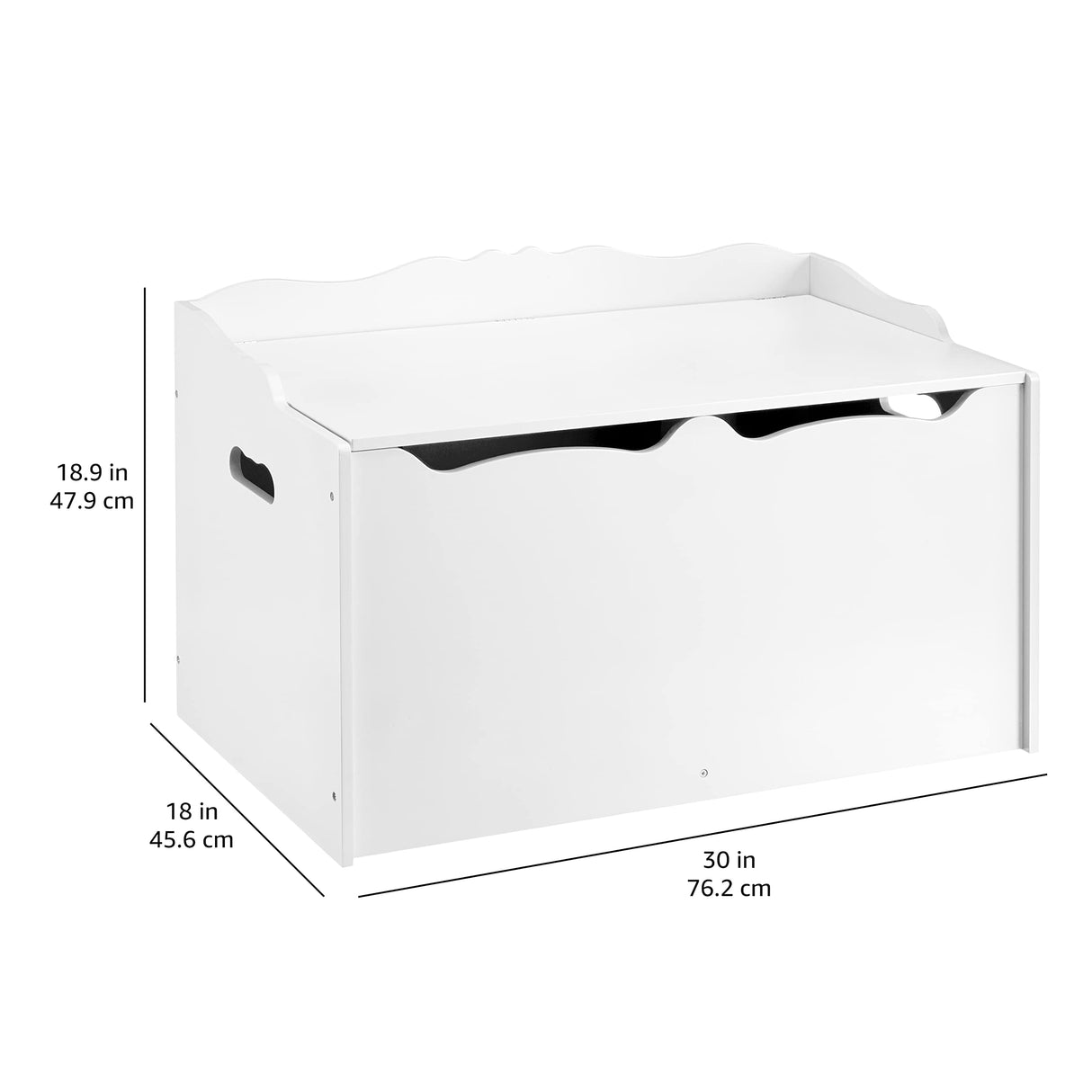 Kids Toy Box, Wooden Organizer Storage Chest,White, 30" x 18" x 19"