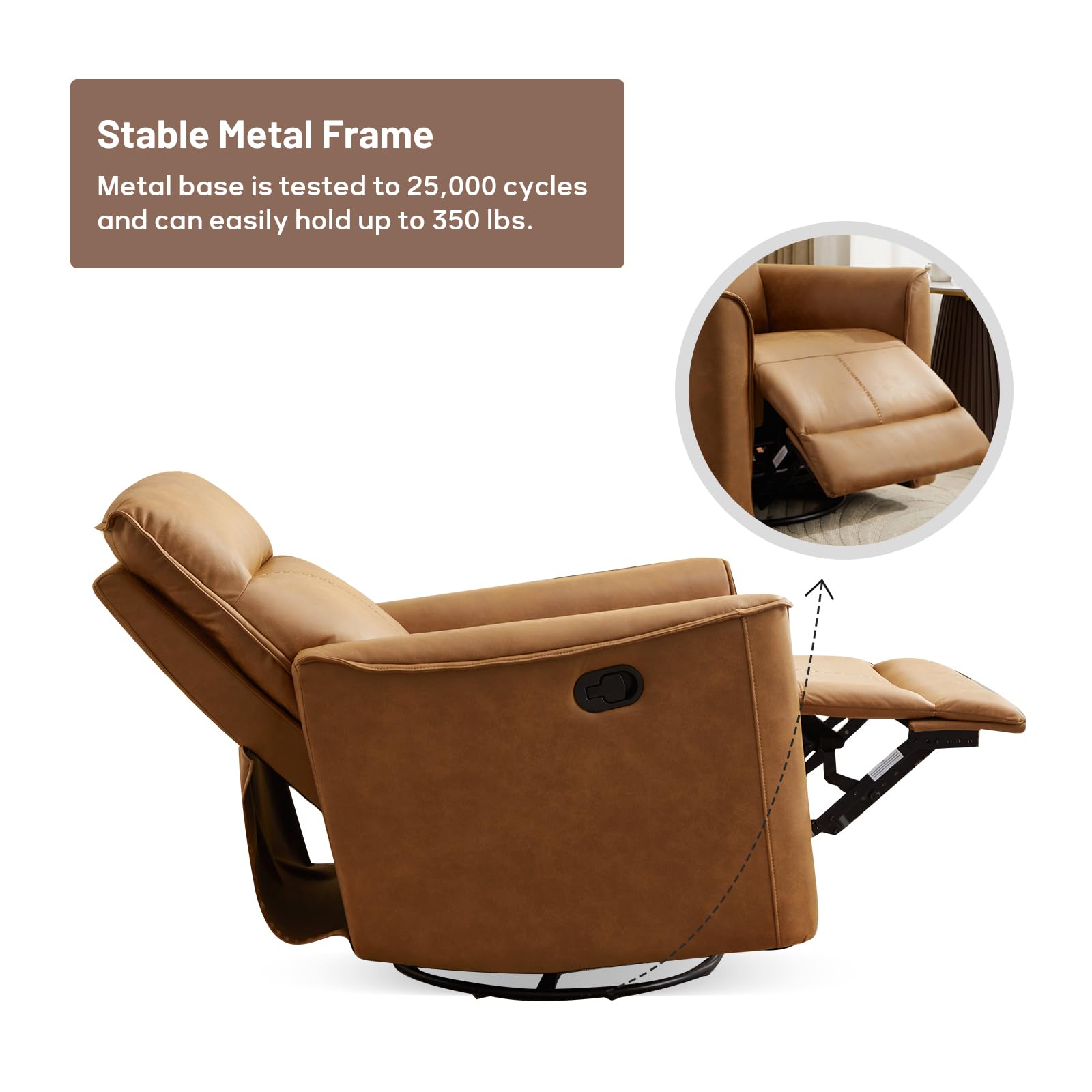 NuraGlide Mid-Century Swivel Rocking Recliner Chair