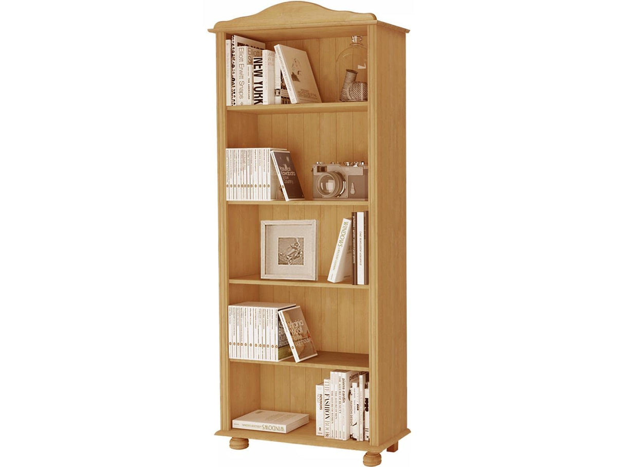 REALROOMS Chester 5 Shelf Open Bookcase, Stained Brown