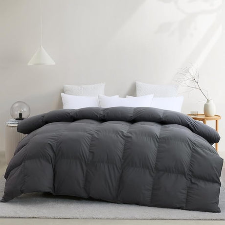 Goose Down Comforter King Size,All Season Fluffy Down Duvet Insert,54 Oz Medium Weight for Hotel Bedding Comforter with Corner Tabs,