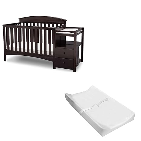 Abby Convertible Crib 'N' Changer + Changing Pad and Cover [Bundle], Bianca