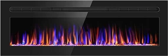 60" Electric Fireplace Inserts, Wall Mounted or Recessed Inserts
