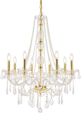 Elegant Lighting 7858D28G/RC Royal Cut Clear Crystal Verona 8-Light, Single-Tier Crystal Chandelier, 28" x 34", Finished in Gold with Clear Crystals