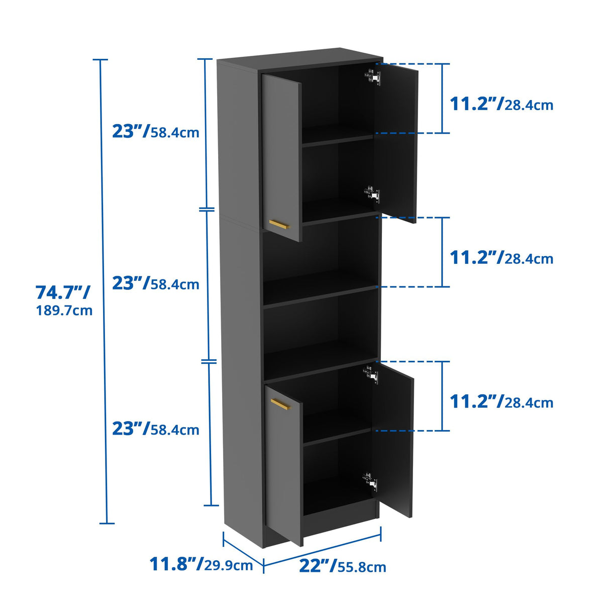 Pantry Cabinet, 75" Tall Freestanding Kitchen Pantry Storage Cabinet with Doors and Adjustable Shelves