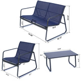 Sofia 4-Piece Patio Outdoor Furniture Set with Strong Powder Coated Metal Frame