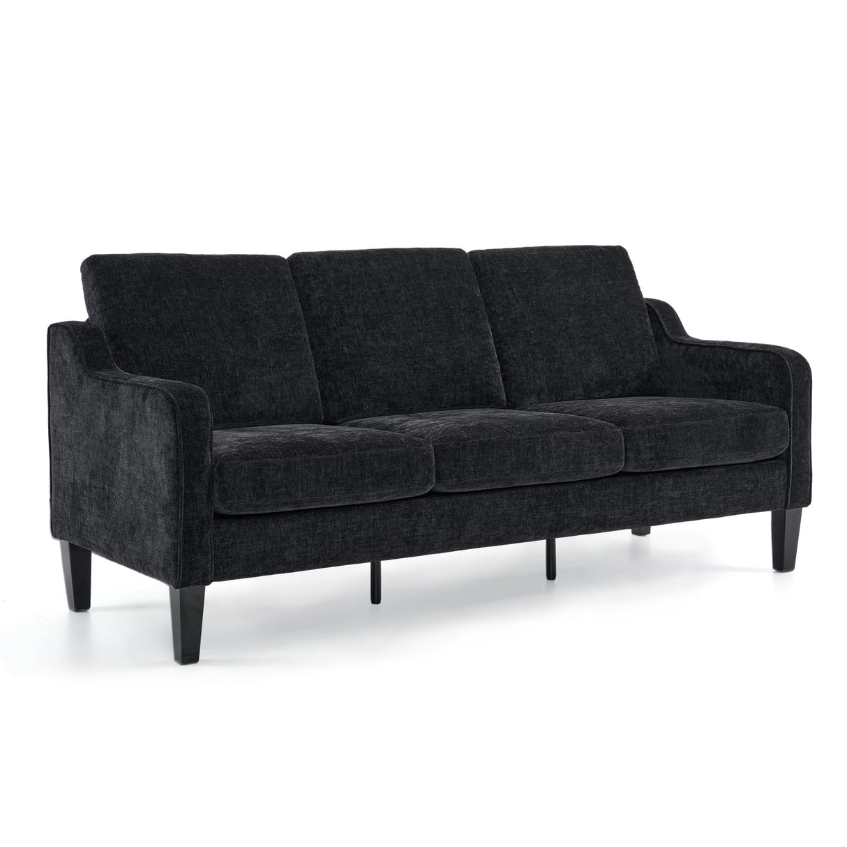 Black Couches for Living Room, 71" Small Couch Comfy 3 Seater Upholstered