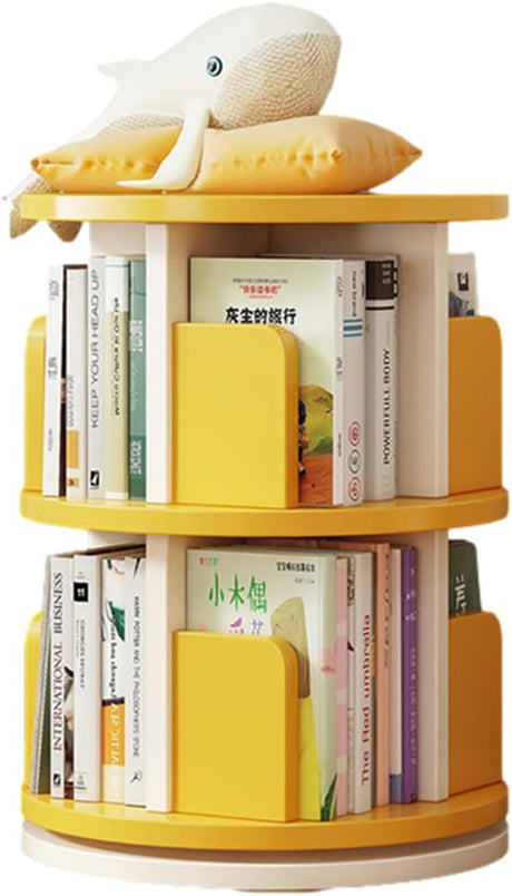 5 Tier Rotating Bookshelf, 360 Display Corner Bookshelf for Small Space