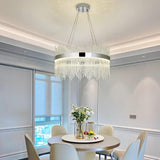 Modern Crystal Chandelier 3-Color Changable LED Chrome Chandelier Round Hanging