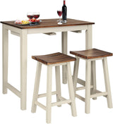 FFlyer Bar Table Set, 3 Piece Counter Height Breakfast Table with 2 Saddle Bar Stools