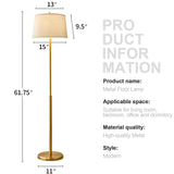 61.75" Modern Floor Lamp for Living Room Tall Lamp for Bedroom Gold Floor Lamp