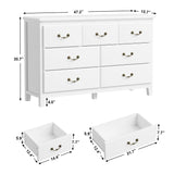 White Dresser for Bedroom, Modern Farmhouse Style 7 Drawer Double Dresser