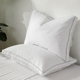 Luxury Goose Feather Down Pillow Queen Size Set of 2 - Made in USA Gusseted Hotel