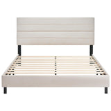 Queen Bed Frame, Modern Upholstered Bed Frame with Adjustable Linen Headboard