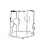 Keenan Luxury Glam Round Glass Top 2-Piece Coffee and End Table Set