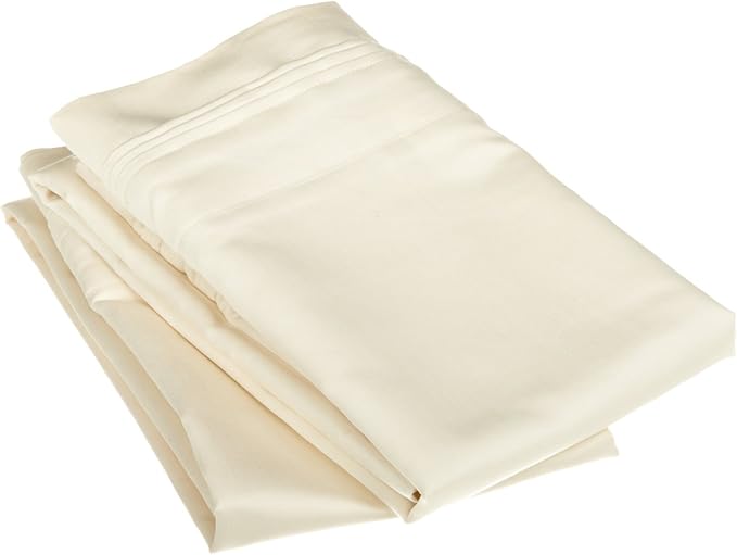 100% Egyptian Cotton 1500 Thread Count Oversized King Pillowcase Set Solid, Ivory