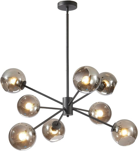 White Milk Glass Hanging Chandelier 10 Lights Mid Century Modern Globe Sputnik