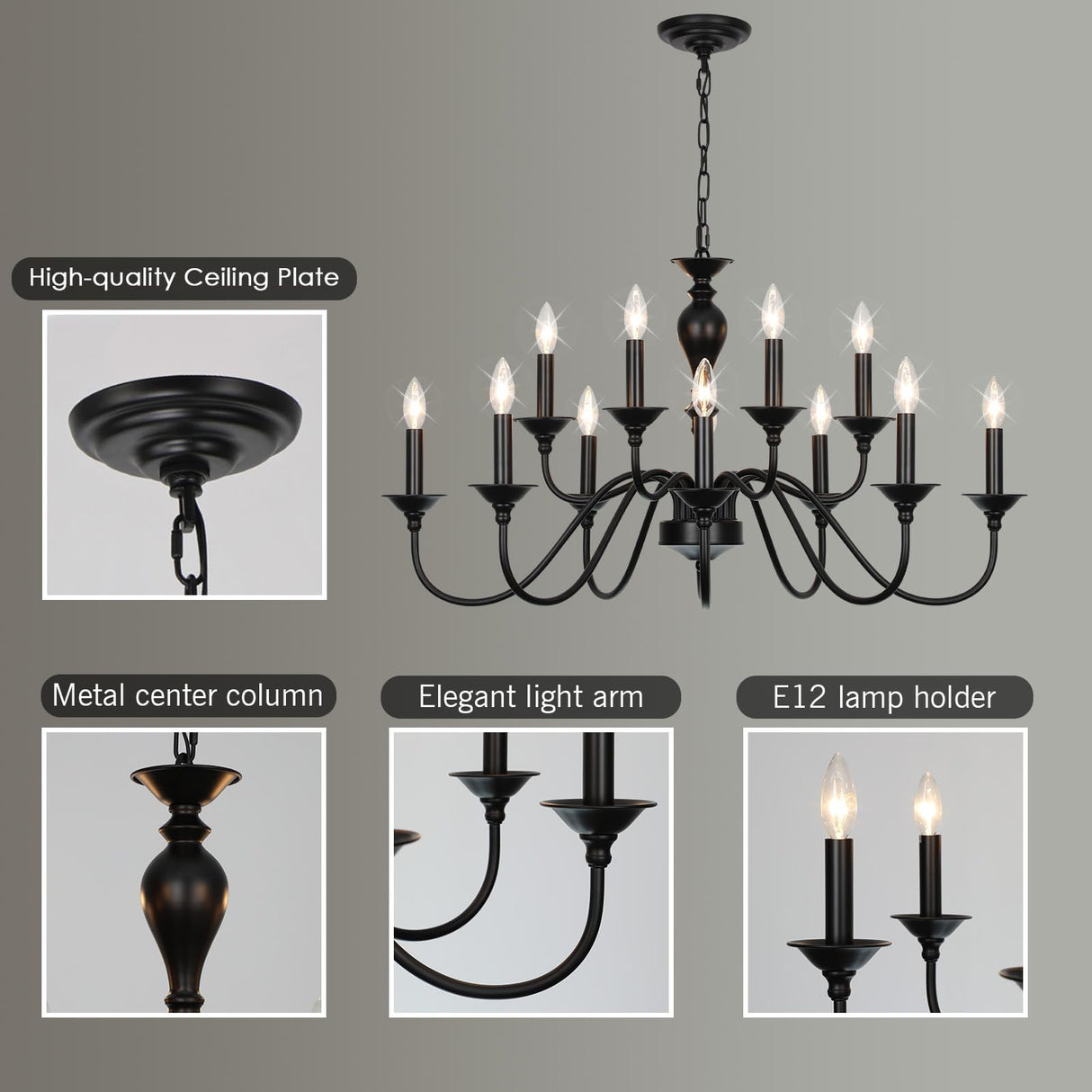 Black Farmhouse Chandeliers for Dining Room Light Fixtures Over Table