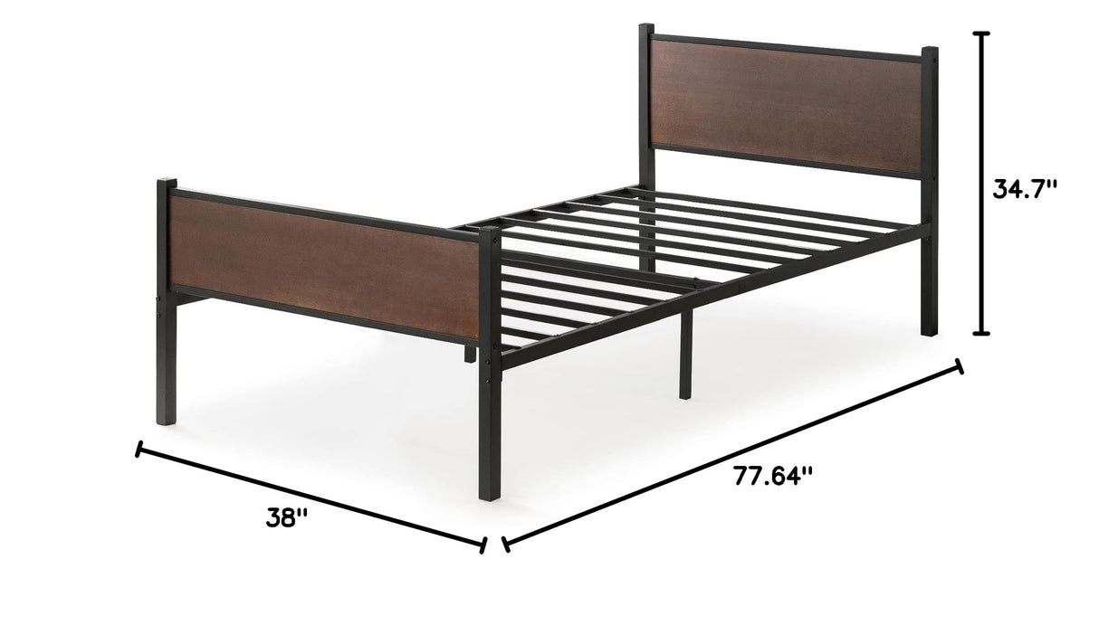 and Metal Platform Bed Frame, Bed Frame Made with Sustainable Bamboo, Steel Slat