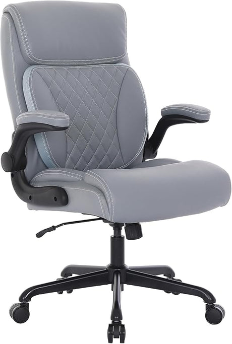 Executive Office Chair Set of 2, PU Leather Computer Chair with Lumbar Support