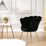 Velvet Accent Chair for Bedroom with Gold Plating Metal Legs, Leisure Armchair for Living