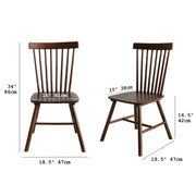 MSOBAIW Dining Chairs Set of 4, Brown Windsor Chair Farmhouse Spindle Back Wood Dining Room Chairs, Solid Wooden Kitchen Chair for Living Room, Restaurant