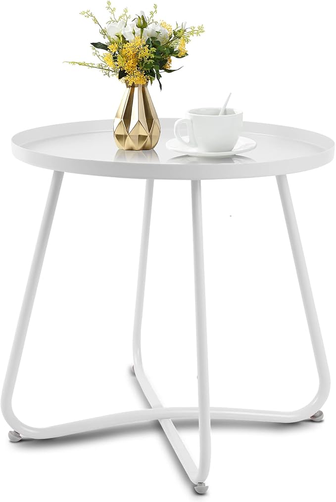 Yellow Outdoor Side Tables, Small Outdoor Table, Round Patio Side Table
