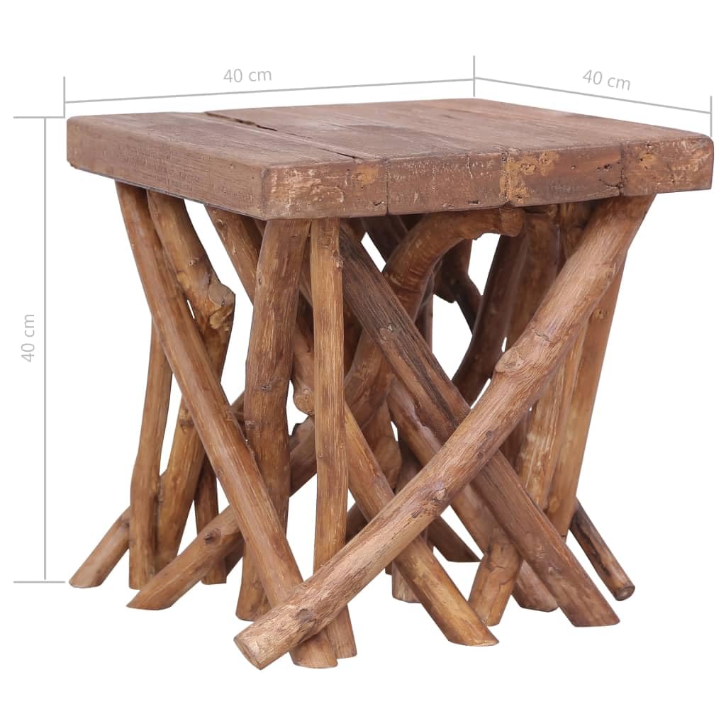 RustWood Solid Teak Log-Leg Coffee Table – Rustic Square Accent