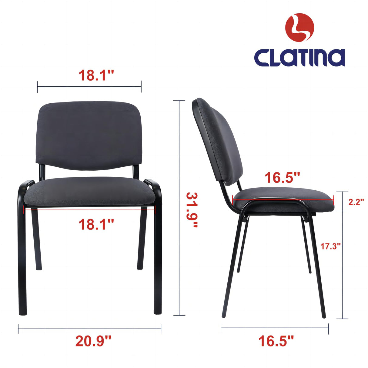 Waiting Room Stacking Chairs with Upholstered Fabric Seat and