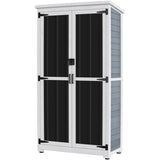 Outdoor Storage Cabinet Wood & Metal Garden Shed