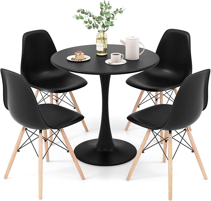 Kitchen Table Chairs Set of 4 - Dinette Table Set with 32” Round Table and Dining Chairs,