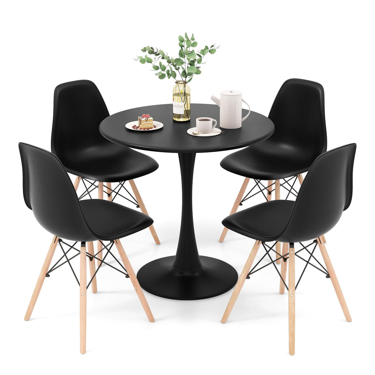 Kitchen Table Chairs Set of 4 - Dinette Table Set with 32” Round Table and Dining Chairs,