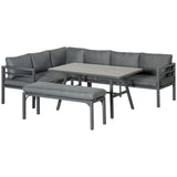 4 Piece Patio Furniture Set, Outdoor L-Shaped Sectional Sofa with 2 Couches