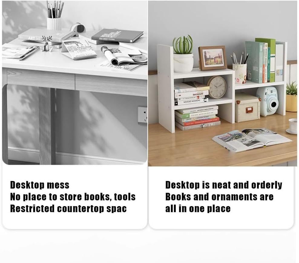 SHADAOYU Multi-Functional Desk Bookcase, Small Lightweight Desktop Organiser, Desktop Shelf Rack, Desk File Organiser, Freestanding Desk Shelf for Storage and Organisation