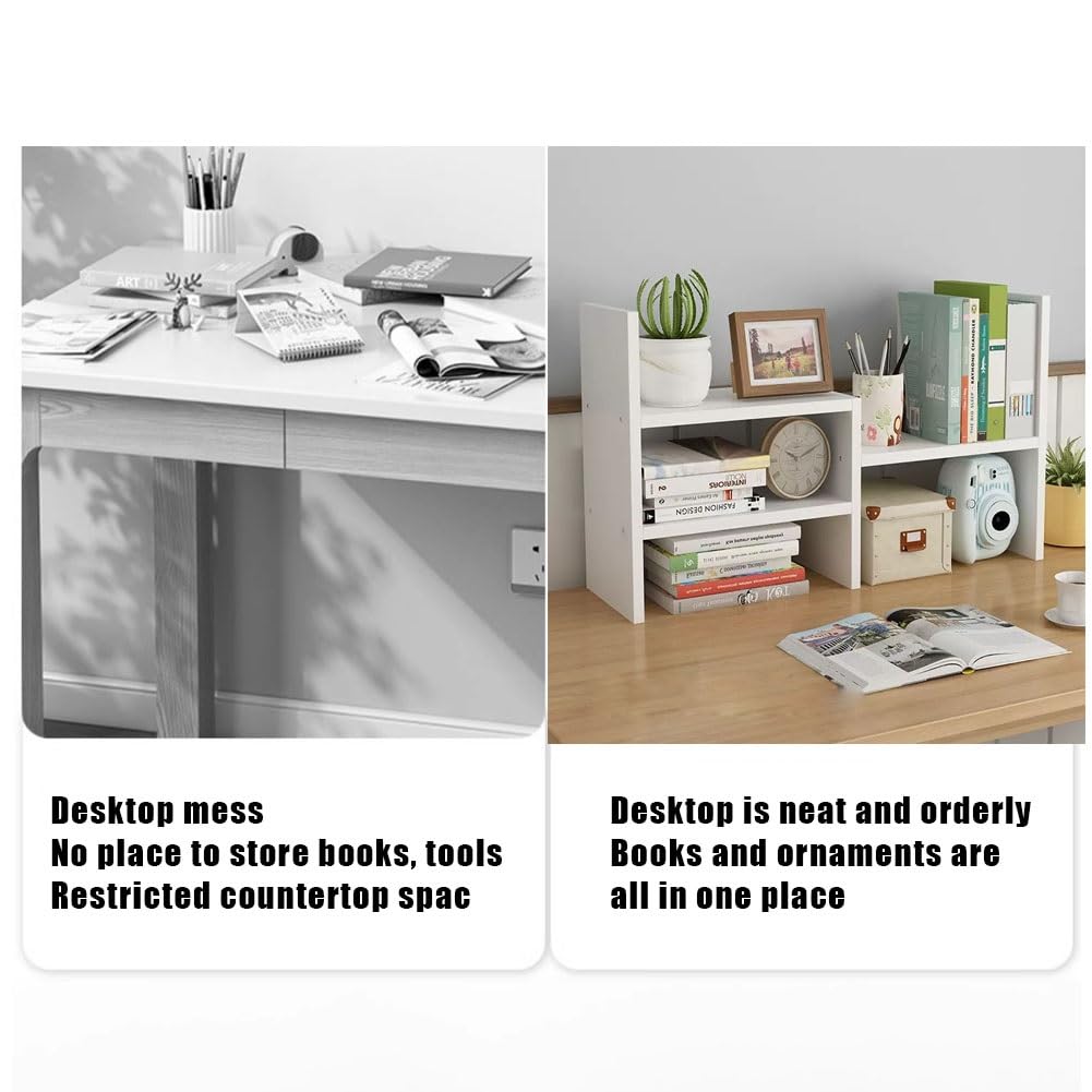 SHADAOYU Multi-Functional Desk Bookcase, Small Lightweight Desktop Organiser, Desktop Shelf Rack, Desk File Organiser, Freestanding Desk Shelf for Storage and Organisation