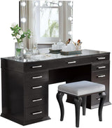 11 Drawers Vanity Set with Padded Stool, Obsidian Gray