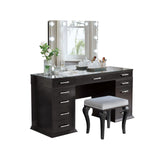 11 Drawers Vanity Set with Padded Stool, Obsidian Gray