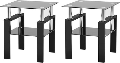 Modern Tempered Glass Coffee Table Set - 3 Piece Living Room Table Set - Sleek Design