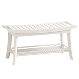 Bamboo Entryway Storage Bench with Shelves Shoe Rack Bench Seat Organizer for Porch Bedroom Bathroom Balcony 39 x 13 x 19.2 Inches White