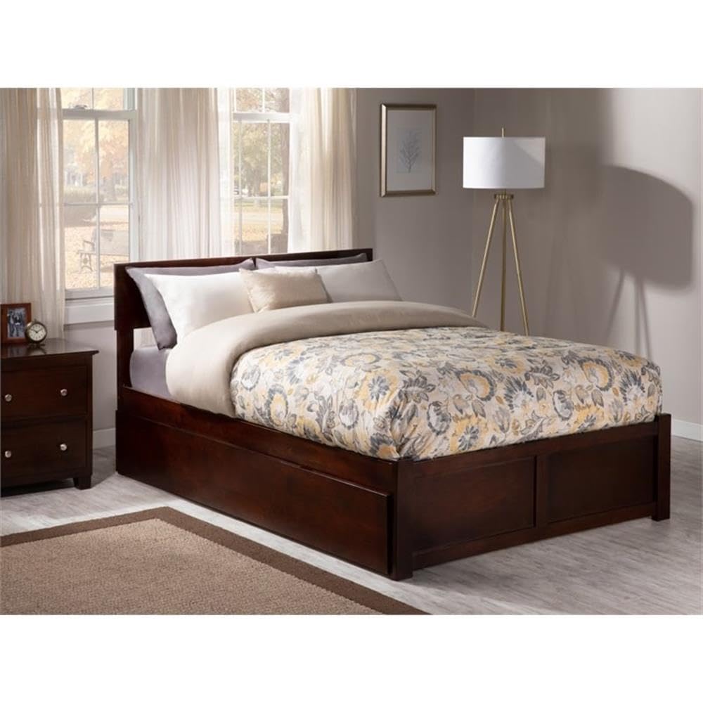 Panel Bed with Trundle in Walnut