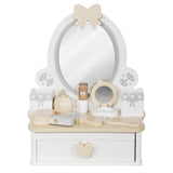 Little Girls Makeup Table with Mirror, Kids Vanity Table Set with Storage Drawer