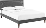 Linnea Upholstered White Faux Leather Queen Platform Bed with Wood Slat Support